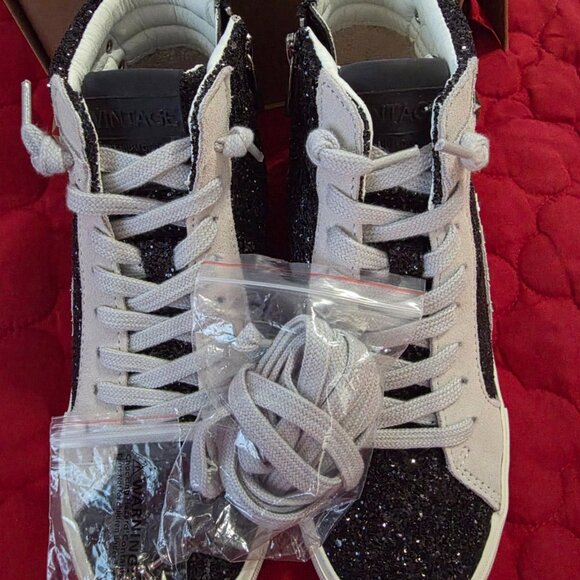 ⭐ Vintage Havana Leona RO Black Glitter High-Top Sneakers – Size 7 – NWT  NWT! - Picture 6 of 9